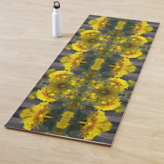 Tapis De Yoga Fleurs Jaunes Au Soleil Abstrait (En situation)
