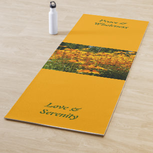 Tapis De Yoga Fleurs jaunes d'or, votre propre image & texte