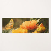 Tapis De Yoga Fleurs Jaunes Profondes et Lumineuses avec Papillo (Devant (Horizontal))