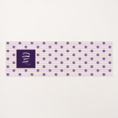Tapis De Yoga Fleurs Monogrammes Chic De Script Violet Broussail (Dos (Horizontal))