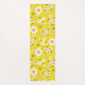 Tapis De Yoga Fleurs Mood Rétro Jaune & Blanc (Devant)