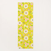 Tapis De Yoga Fleurs Mood Rétro Jaune & Blanc (Dos)