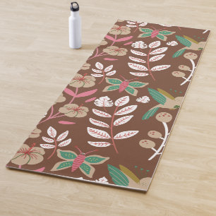 Tapis De Yoga Fleurs motifs florales sans soudure, feuilles, pap