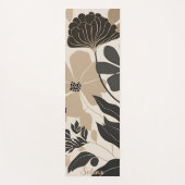 Tapis De Yoga Fleurs neutres Boho Noir et Beige (Devant)