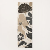 Tapis De Yoga Fleurs neutres Boho Noir et Beige (Dos)