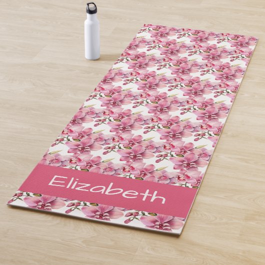 Tapis de Yoga Fleurs Orchidées Roses (En situation)