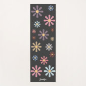 Tapis De Yoga Fleurs Pastel Noir (Devant)