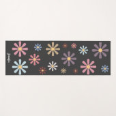 Tapis De Yoga Fleurs Pastel Noir (Devant (Horizontal))