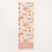 Tapis De Yoga Fleurs pastel rose aquarelle Monogramme Nom (Devant)
