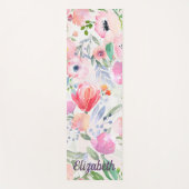 Tapis De Yoga Fleurs pastel rose nom aquarellé (Devant)