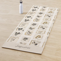 Fleurs Pressées Botaniques Beige Nom Vintage