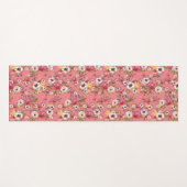 Tapis De Yoga Fleurs roses Aquarelle Florale Pour elle (Devant (Horizontal))