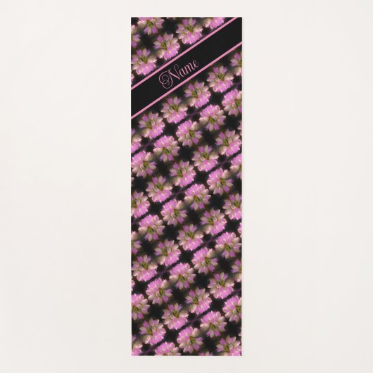 Tapis De Yoga Fleurs Roses Et Blanches Personnalisées (Devant)