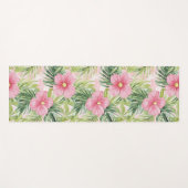 Tapis De Yoga Fleurs roses tropicales (Devant (Horizontal))