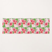 Tapis De Yoga Fleurs roses tropicales (Devant (Horizontal))