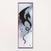 Tapis De Yoga Fleurs rouges bleues Dragon noir (Devant)