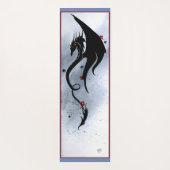 Tapis De Yoga Fleurs rouges bleues Dragon noir (Dos)
