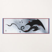 Tapis De Yoga Fleurs rouges bleues Dragon noir (Devant (Horizontal))