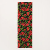 Tapis De Yoga Fleurs rouges sur l'arrière - plan noir (Dos)