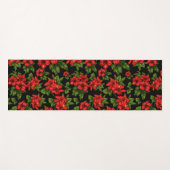 Tapis De Yoga Fleurs rouges sur l'arrière - plan noir (Devant (Horizontal))