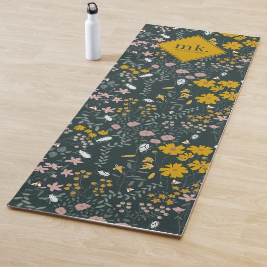 Tapis De Yoga Fleurs sauvages bohémiens de la moutarde (En situation)