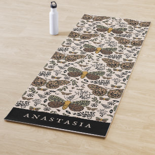 Tapis De Yoga Fleurs sauvages de papillon de nuit bohème moderne