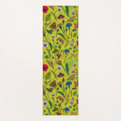 Tapis De Yoga Fleurs sauvages et papillons de nuit en vert (Devant)