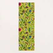 Tapis De Yoga Fleurs sauvages et papillons de nuit en vert (Dos)