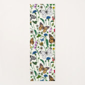 Tapis De Yoga Fleurs sauvages et papillons sur blanc (Devant)