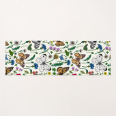Tapis De Yoga Fleurs sauvages et papillons sur blanc (Devant (Horizontal))