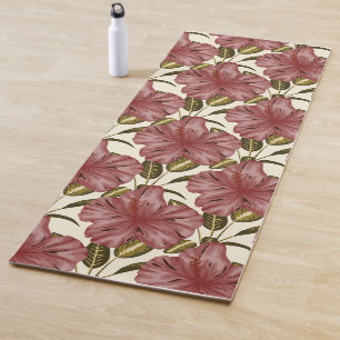 Tapis De Yoga Fleurs tropicales sans couture motif fleurs roug