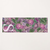 Tapis De Yoga Fleurs violettes avec Monogramme (Devant (Horizontal))