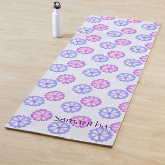 Tapis De Yoga Fleurs Violettes Et Bleues