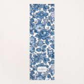 Tapis De Yoga Floral Boho bleu avec nom et monogramme (Devant)