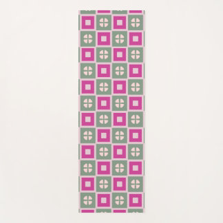 Tapis de yoga floral encadré vert et magenta