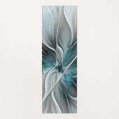 Tapis De Yoga Floral Fractal Moderne Fleur Abstrait gris bleu (Devant)