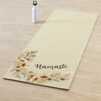 Tapis De Yoga Floral jaune