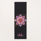 Tapis De Yoga Floral Mandala rose violet Nom élégant Monogramme (Dos)