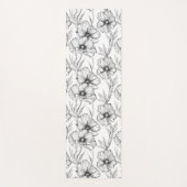 Tapis De Yoga Floral moderne noir et blanc Élégant (Devant)