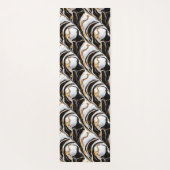 Tapis De Yoga Floral moderne noir et blanc Élégant (Dos)