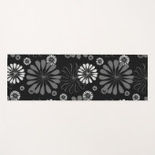 Tapis De Yoga Floral noir et blanc rétro (Devant (Horizontal))