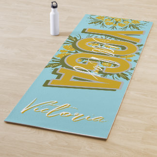 Tapis De Yoga Floral Yellow Any Color Personalized Name Yoga Mat