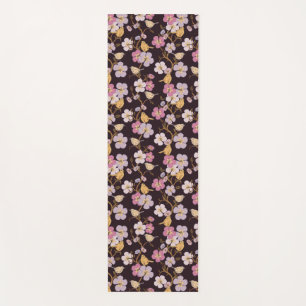 Tapis De Yoga Flore et Oiseaux de traînée à Whimsical - Noir/Rou