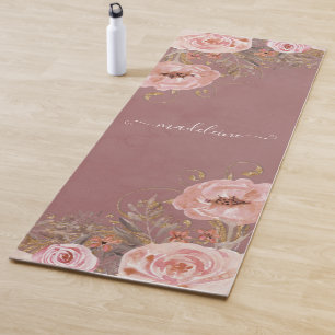 Tapis De Yoga Flore florale de couleur d'eau vive personnalisez 