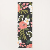 Tapis De Yoga Flore folksy luxuriante noire (Dos)