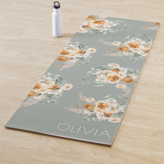 Tapis De Yoga Flore verte moderne Sage (En situation)