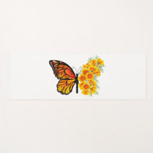 Tapis De Yoga Flower Butterfly with Yellow California Poppy