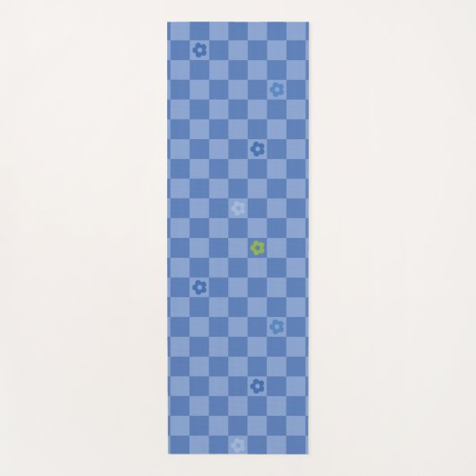 Tapis De Yoga Flower Checkered Pattern No. 01 - Light Blue (Devant)