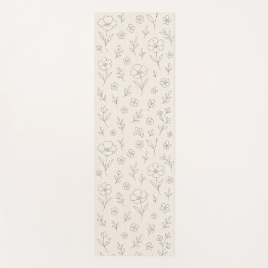 Tapis De Yoga Flower Line Drawing Mindful Minimalist (Devant)