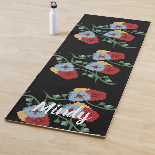 Tapis De Yoga Folk Floral Botanique Yoga Mat